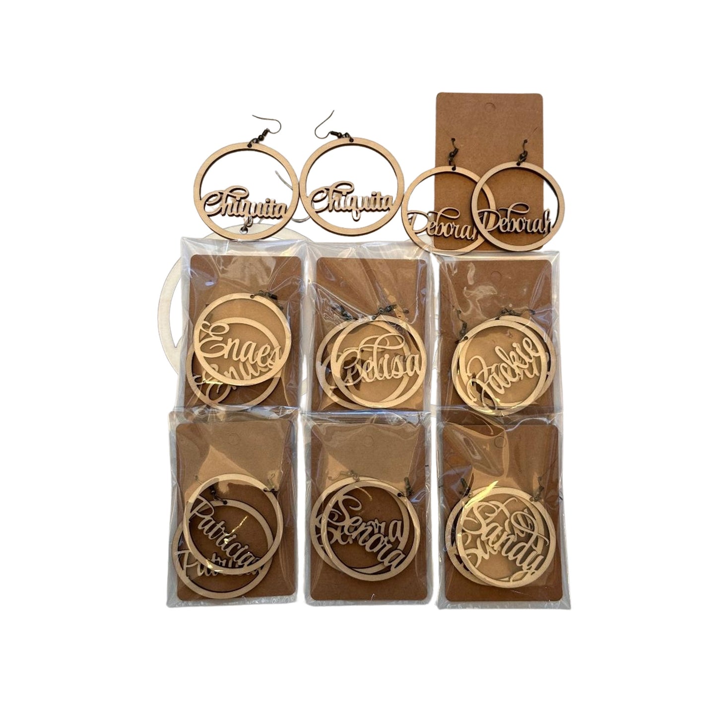Wood Name Earrings